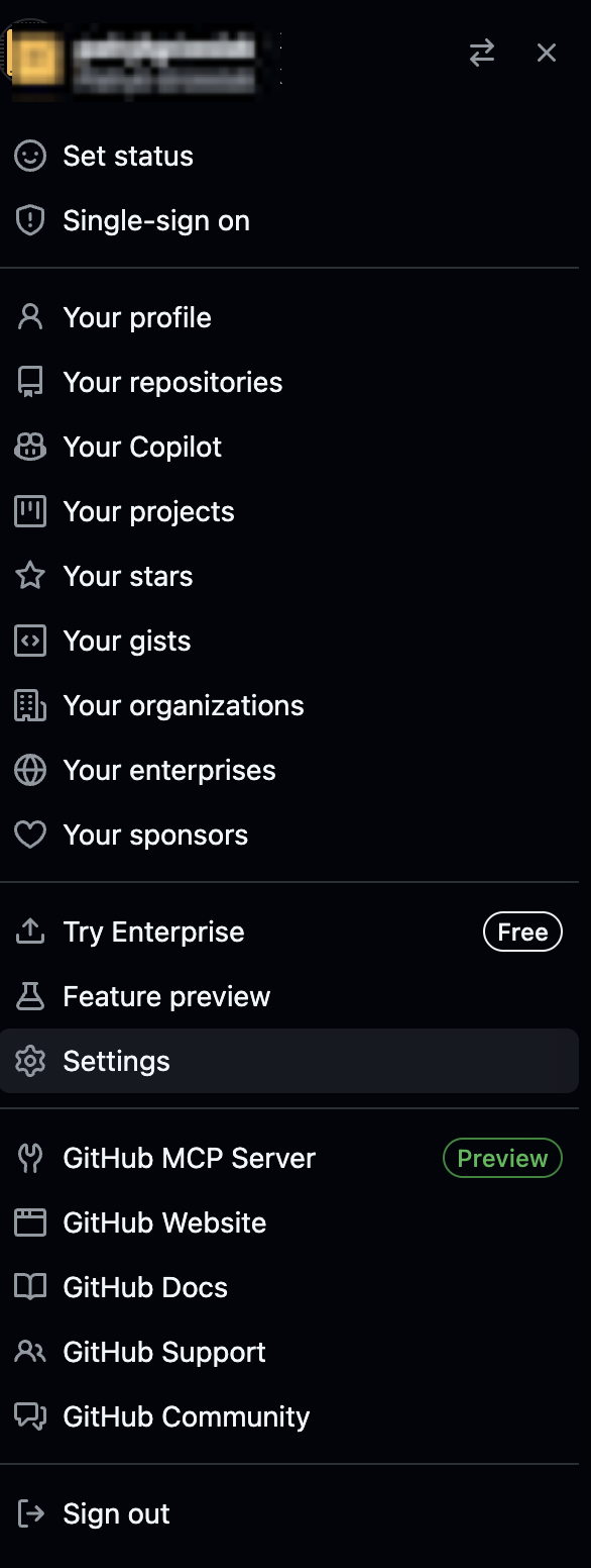 Github API Settings