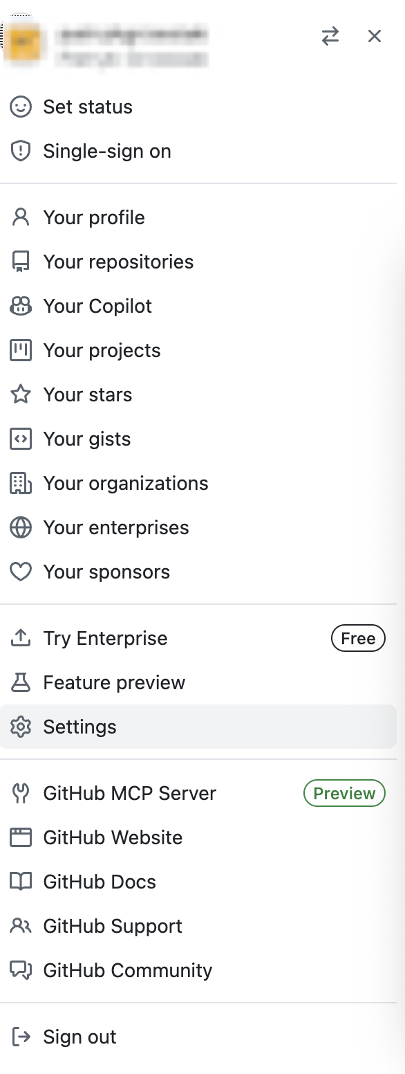 Github API Settings